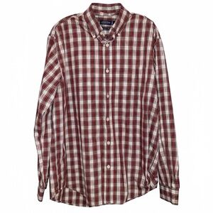 Consensus Large Plaid Polyester Cotton Button Down Shirt